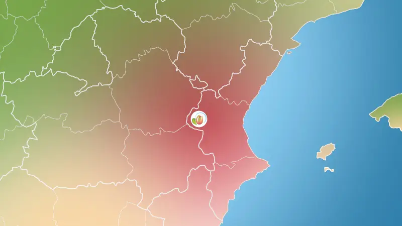 mapa zona de cultivo de pistacheros en Venta del Moro, Valencia